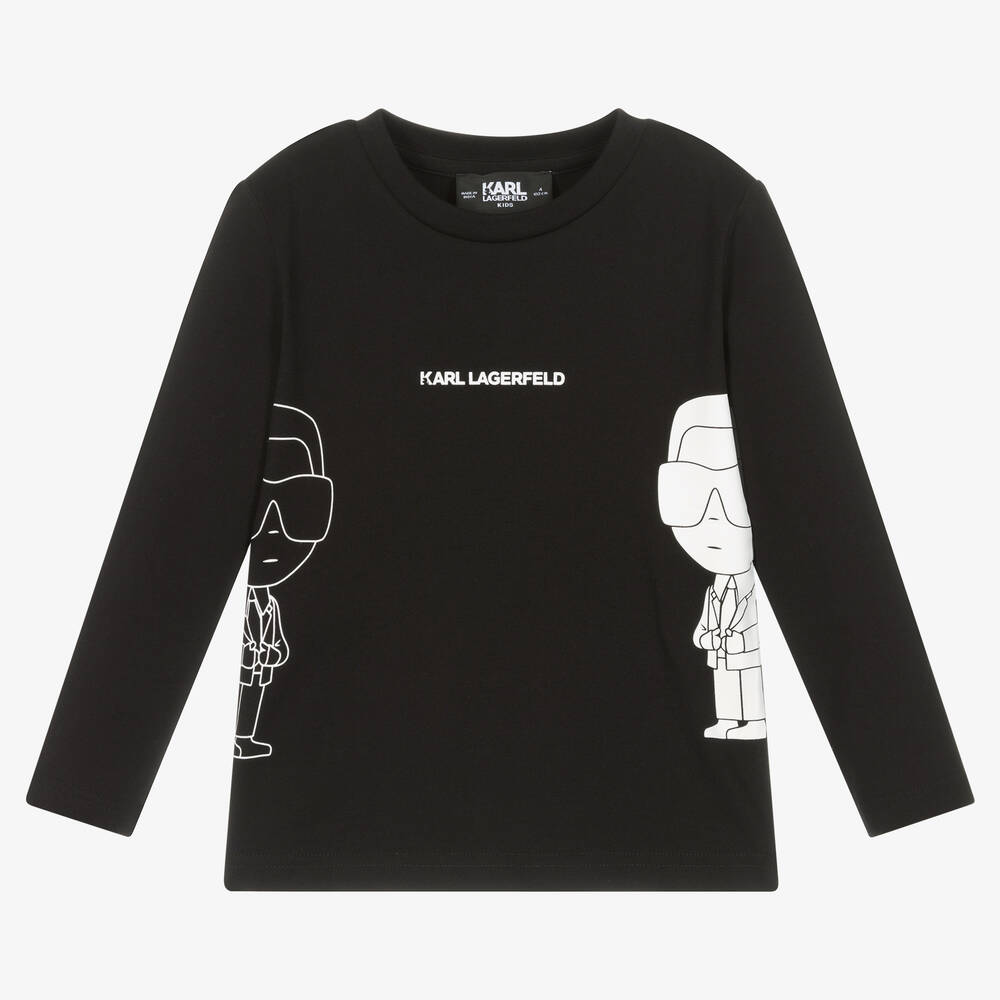 KARL LAGERFELD - Boys Black Cotton Topx