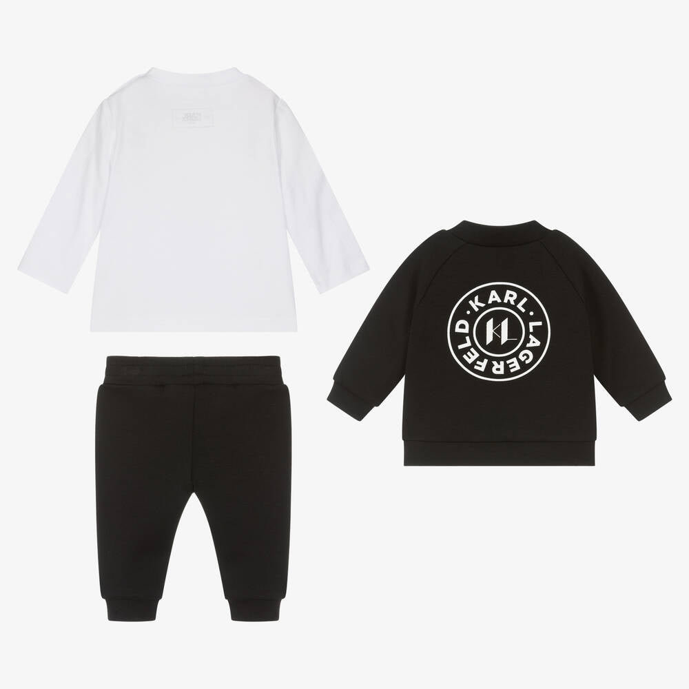 KARL LAGERFLED - Boys Black & White Logo Tracksuit Set