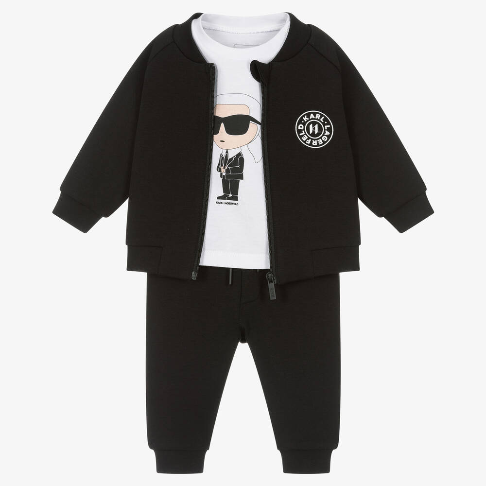 KARL LAGERFLED - Boys Black & White Logo Tracksuit Set