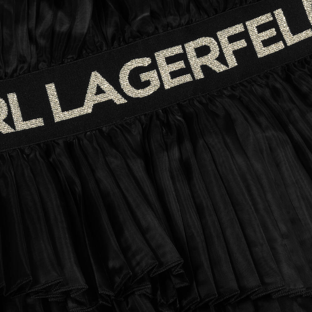 KARL LAGERFELD - Girls Black Pleated Organza Dress