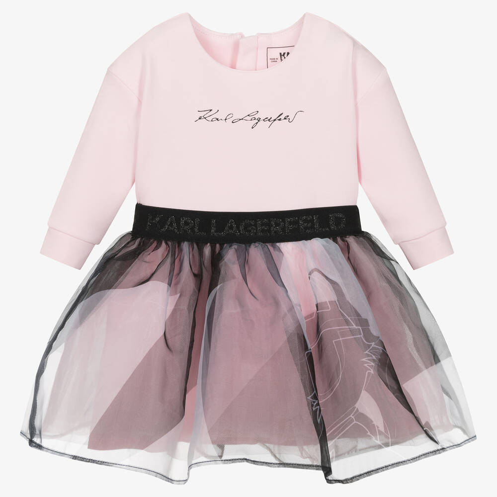 KARL LAGERFLD - Girls Pink Cotton & Skirt Set