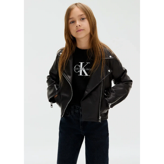 Calvin Klein -  Black Leather Shiny Jacket