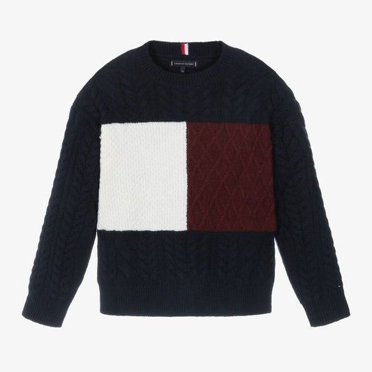 Tommy Hilfiger - Boys Blue Colourblock Sweater