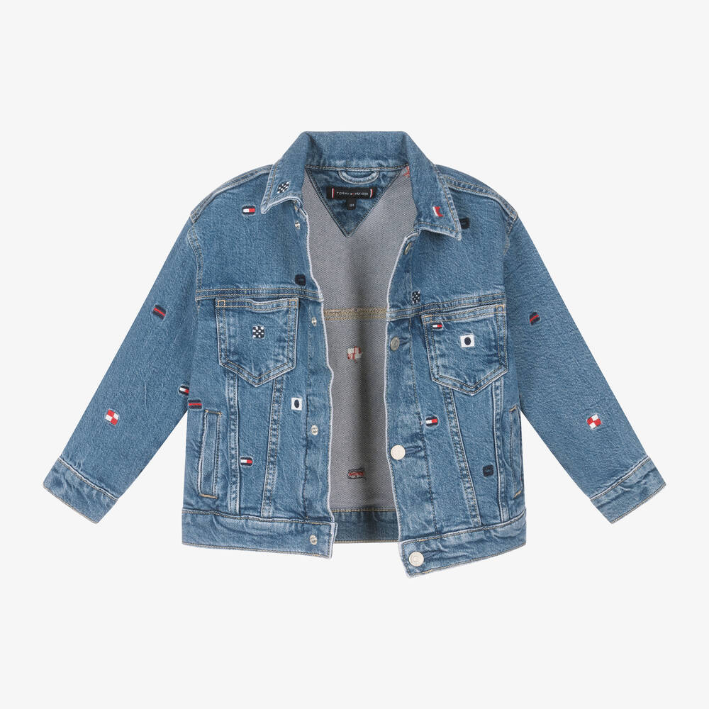 Tommy Hilfiger - Boys Blue Denim Flag Print Jacket