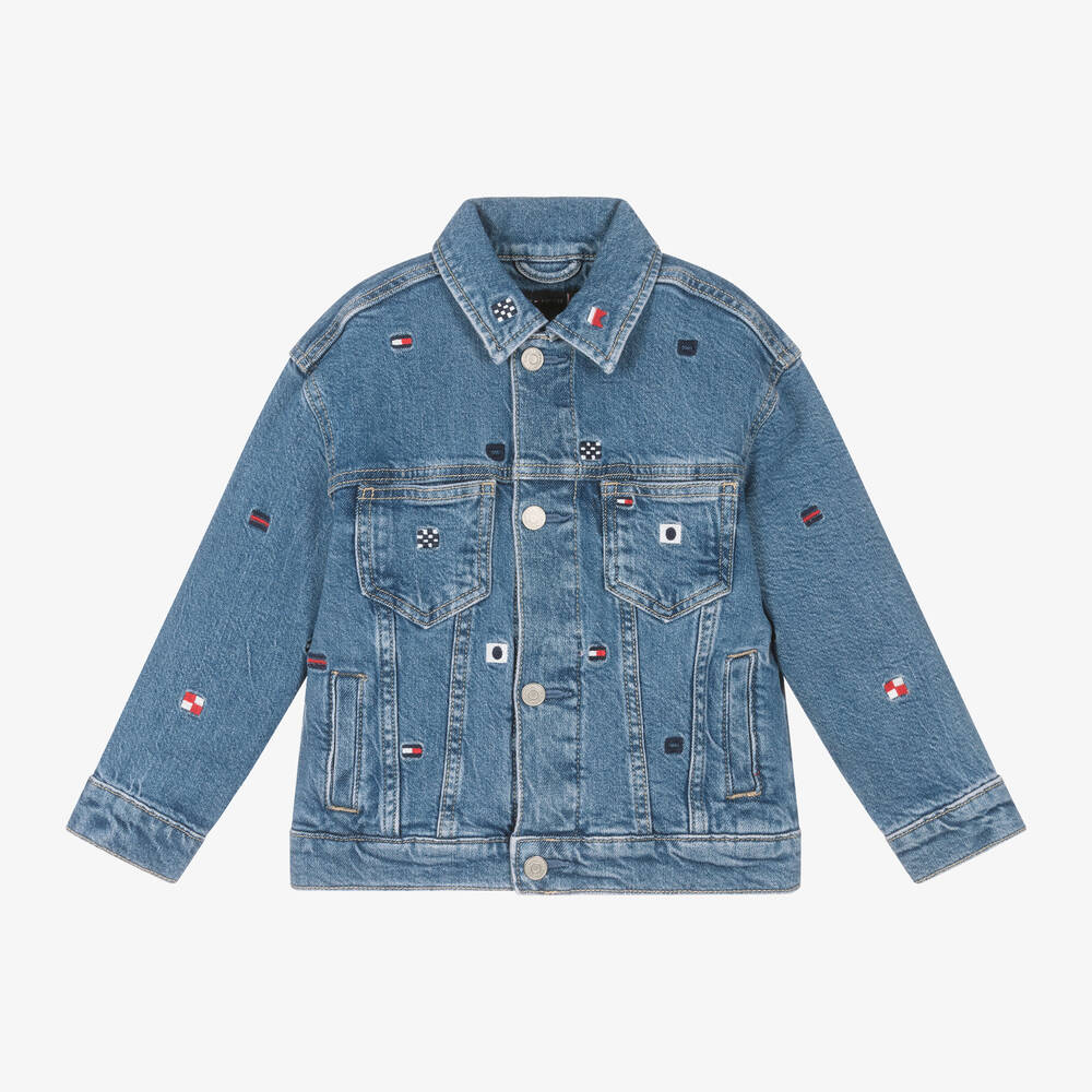 Tommy Hilfiger - Boys Blue Denim Flag Print Jacket