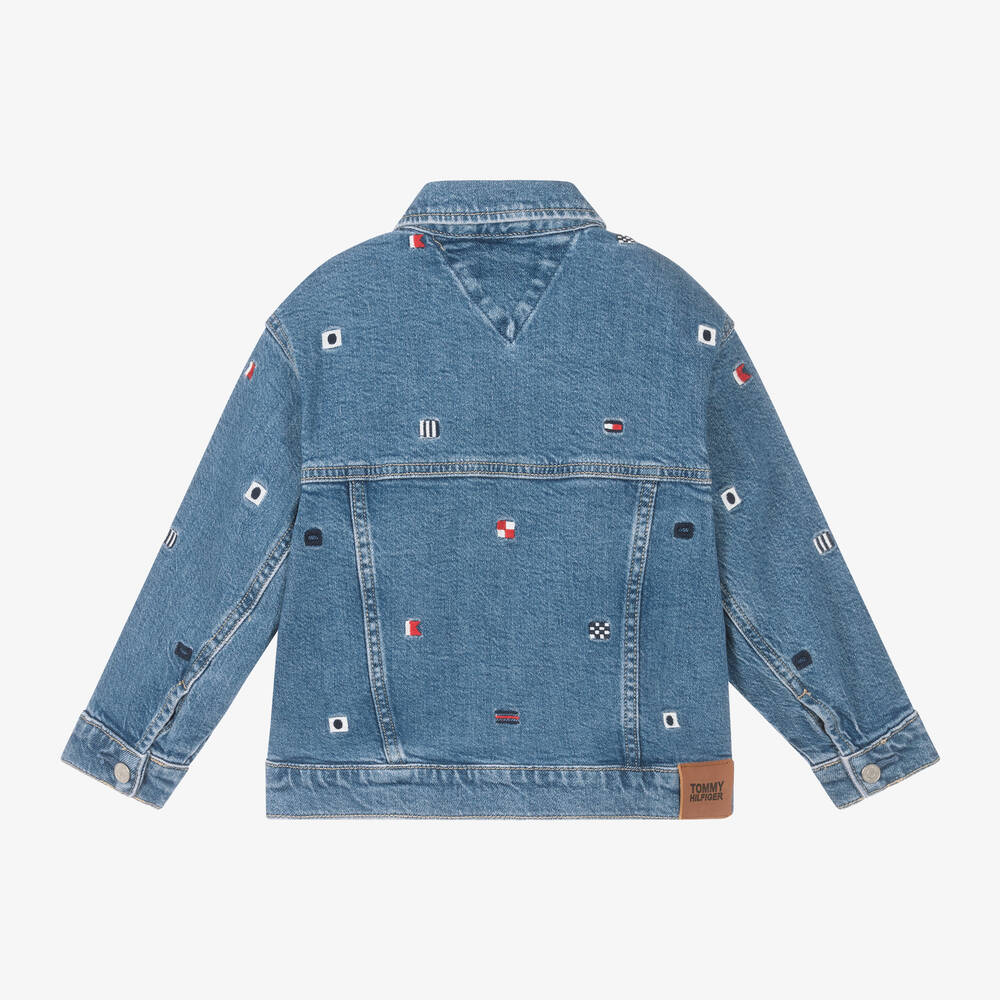 Tommy Hilfiger - Boys Blue Denim Flag Print Jacket