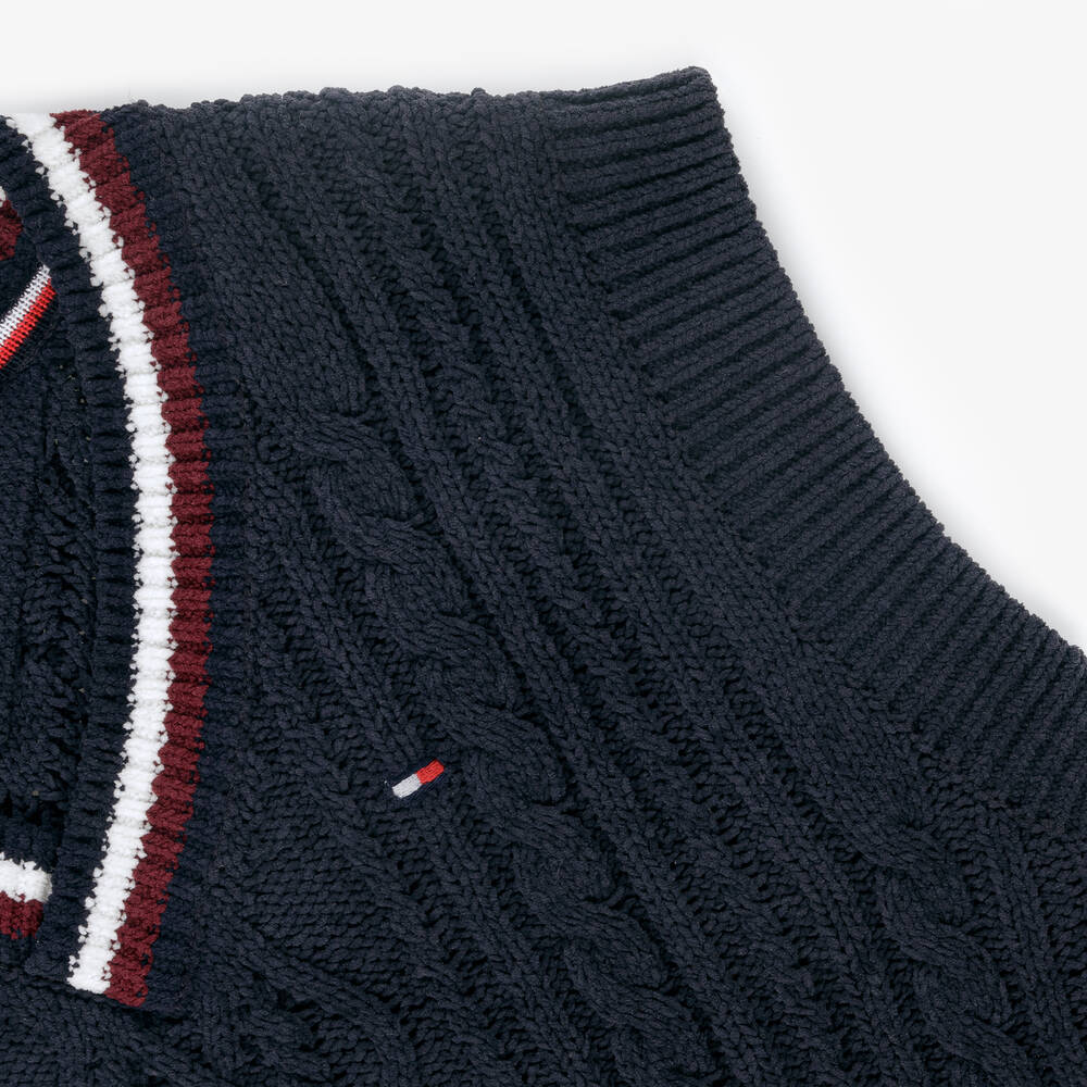 Tommy Hilfiger - Boys Navy Blue Cable Knit Slipover