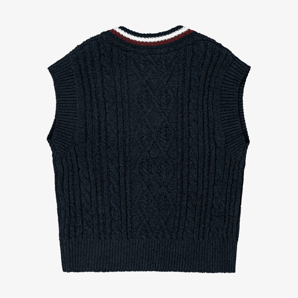 Tommy Hilfiger - Boys Navy Blue Cable Knit Slipover