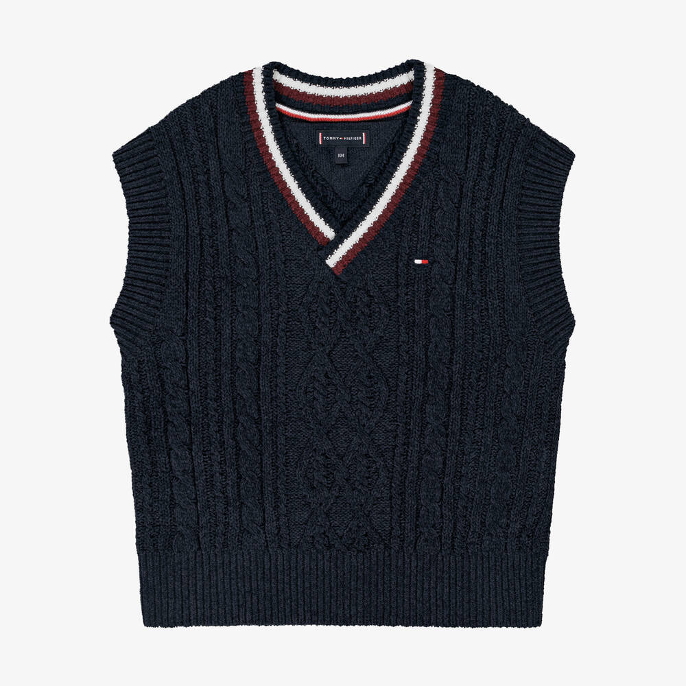 Tommy Hilfiger - Boys Navy Blue Cable Knit Slipover