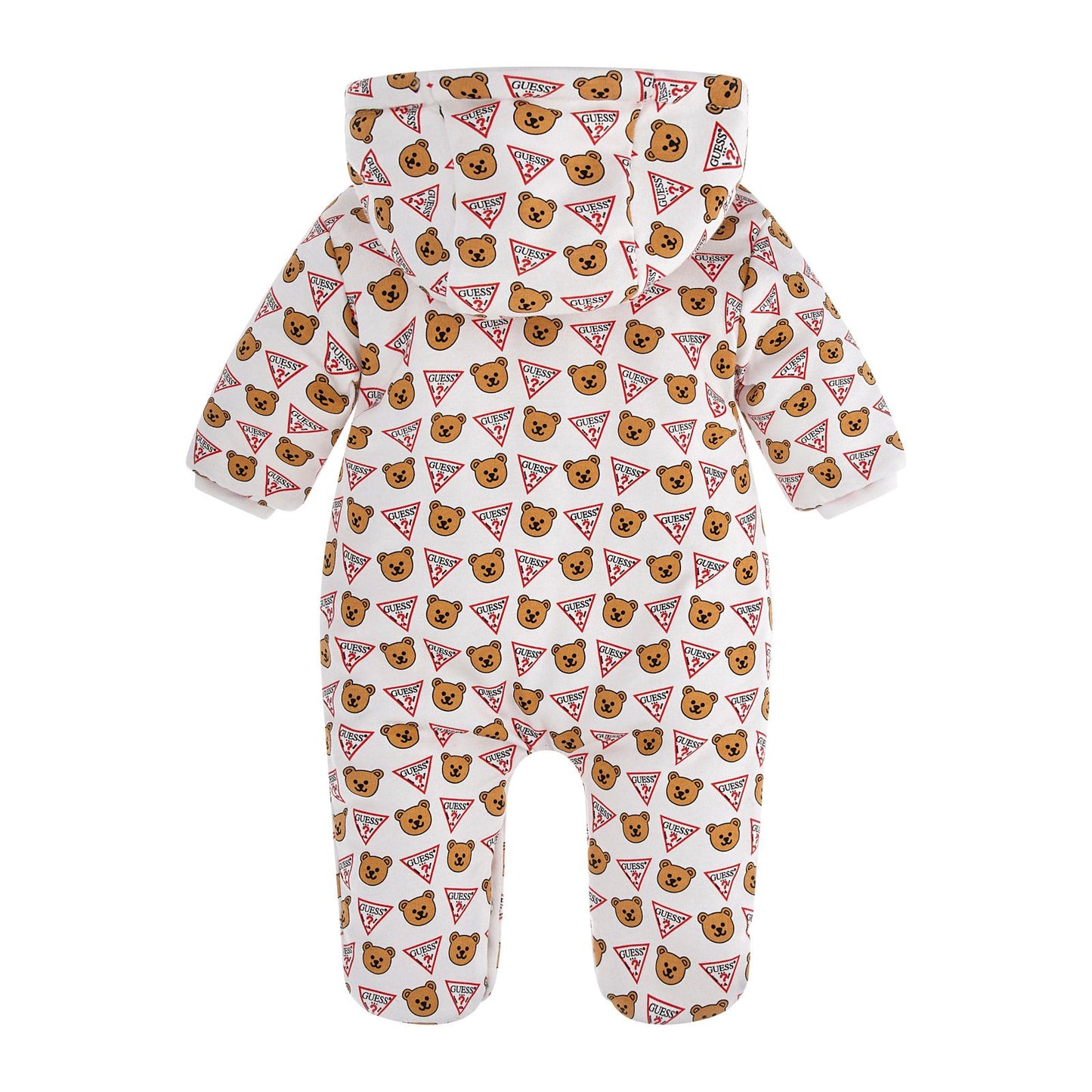 Guess - White Cotton Logo Bear Baby Pramsuit