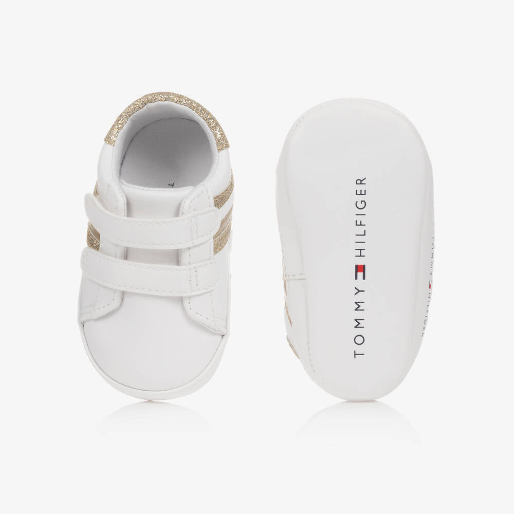 Tommy Hilfiger - White & Gold Baby Trainers