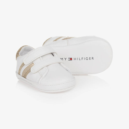 Tommy Hilfiger - White & Gold Baby Trainers