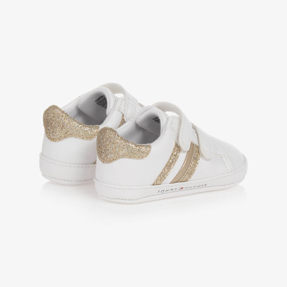 Tommy Hilfiger - White & Gold Baby Trainers